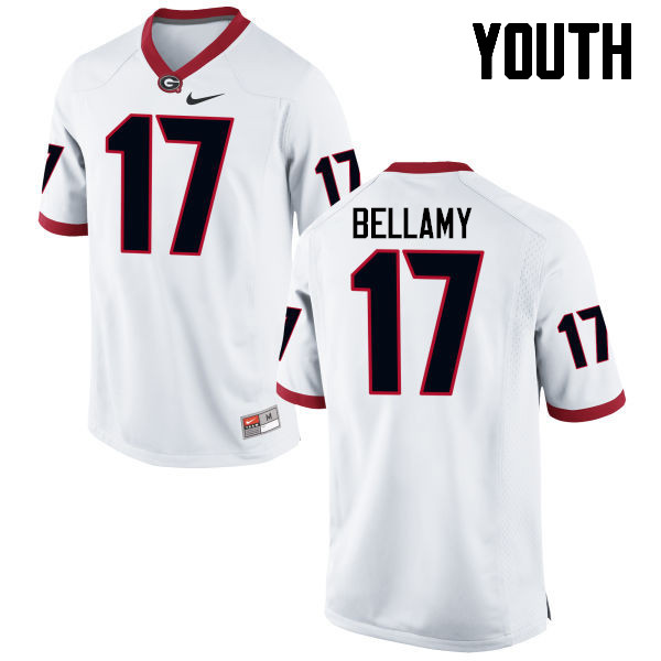 Youth Georgia Bulldogs #17 Davin Bellamy College Football Jerseys-White